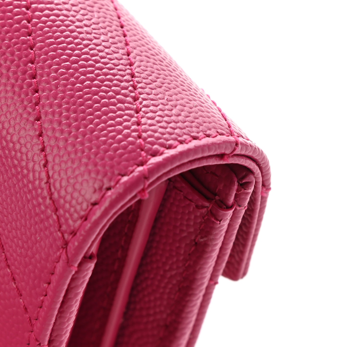 Grain De Poudre Matelasse Chevron Monogram Flap Wallet Fuxia