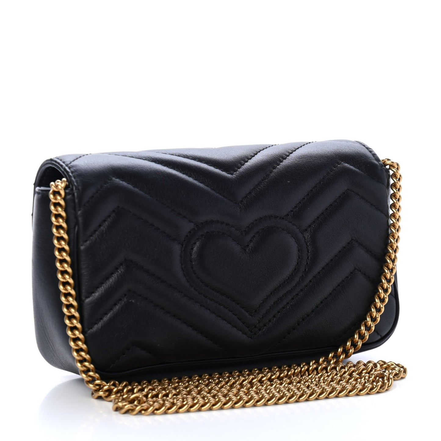 Calfskin Matelasse Super Mini GG Marmont Shoulder Bag Black