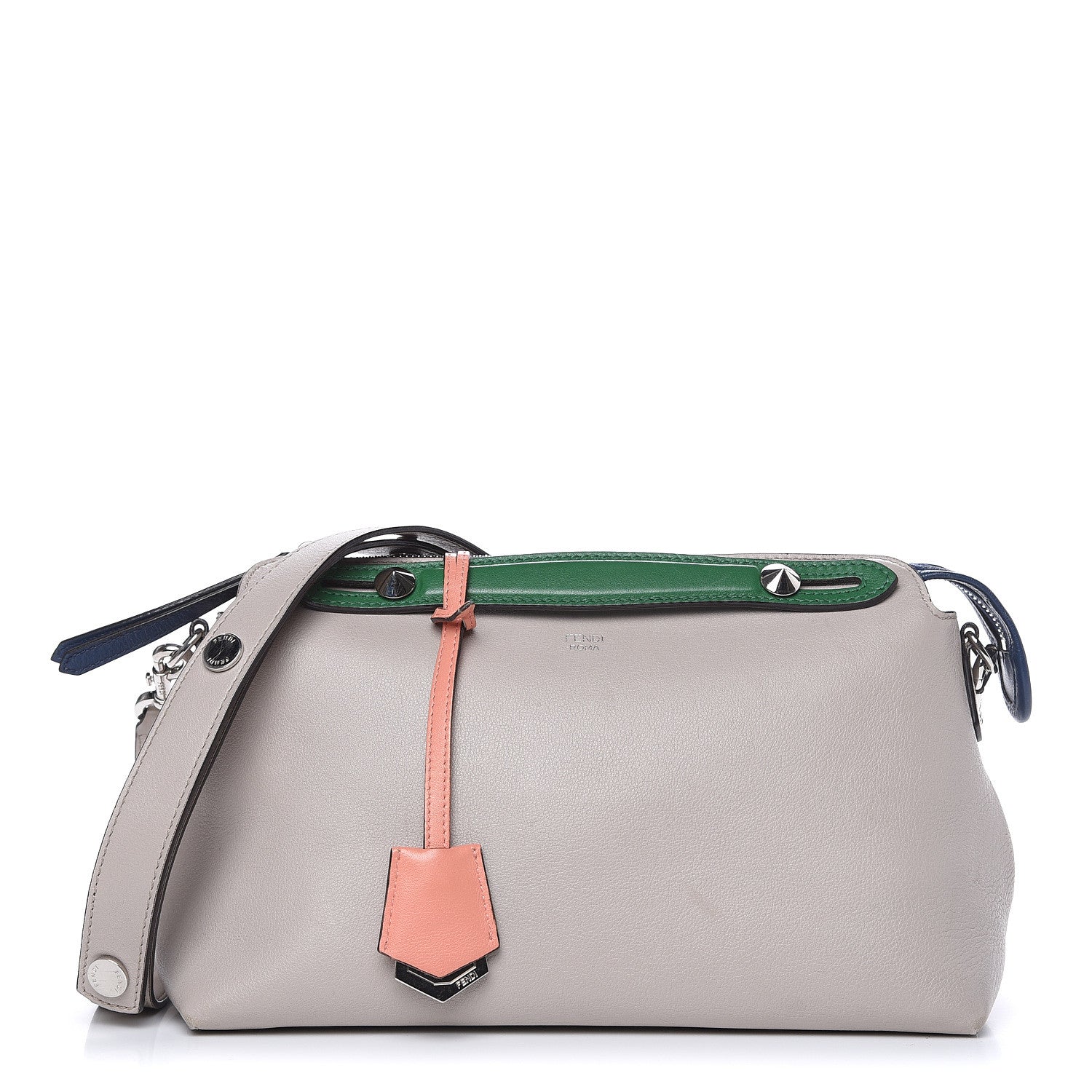 Fendi Vitello Dolce 4 Color Medium By The Way Boston Bag Grigio Polvere Emerald Multicolor 1 of 15