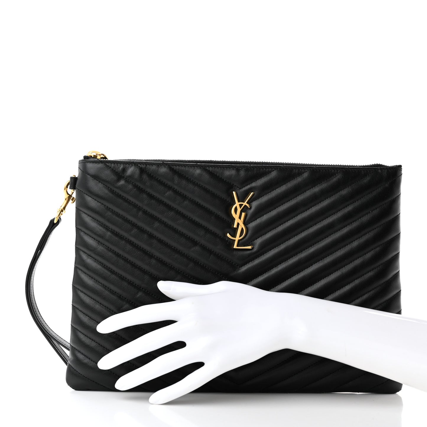 Calfskin Matelasse Monogram Cassandre Tablet Pouch Black