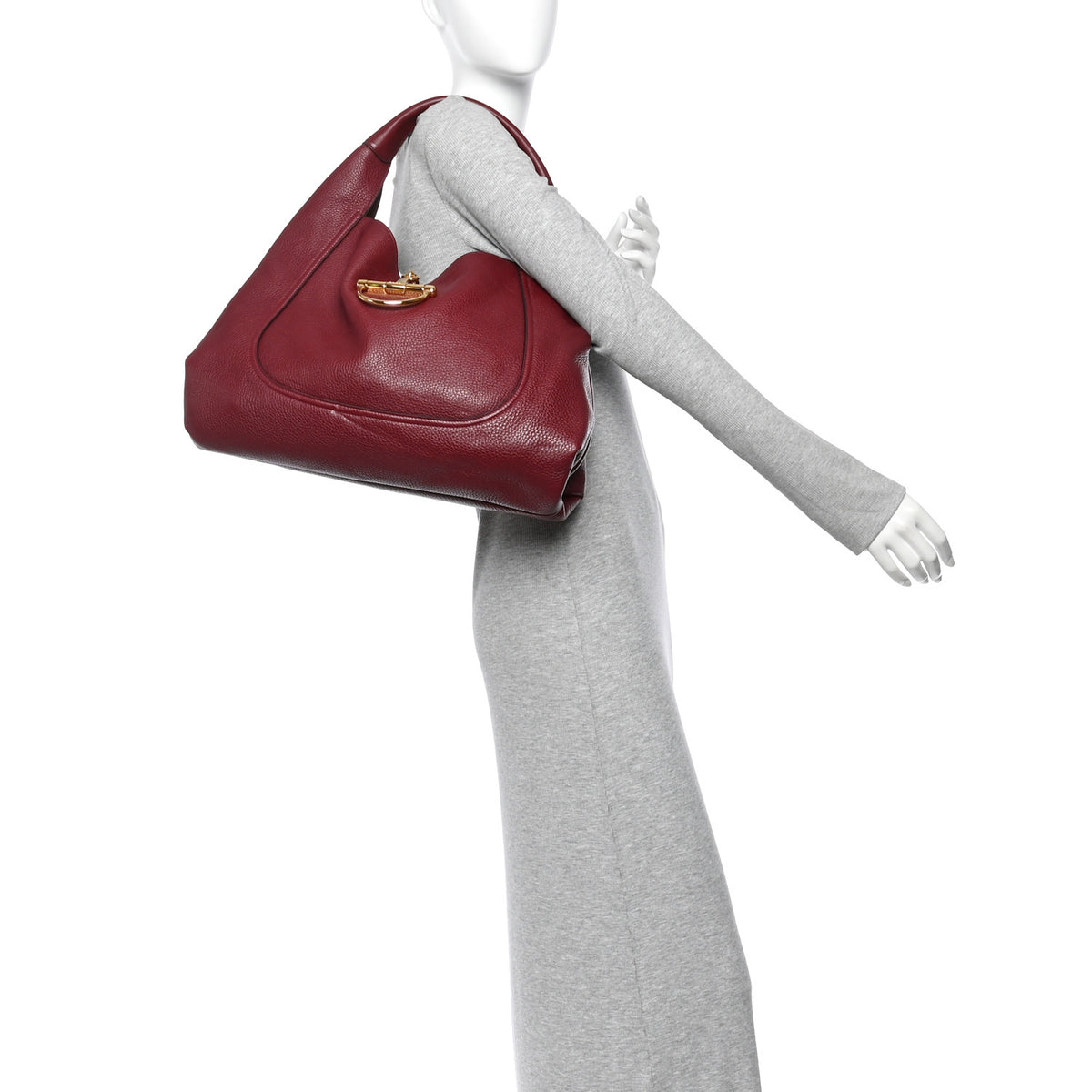 Grained Calfskin Softbit Maxi Shoulder Bag Rosso