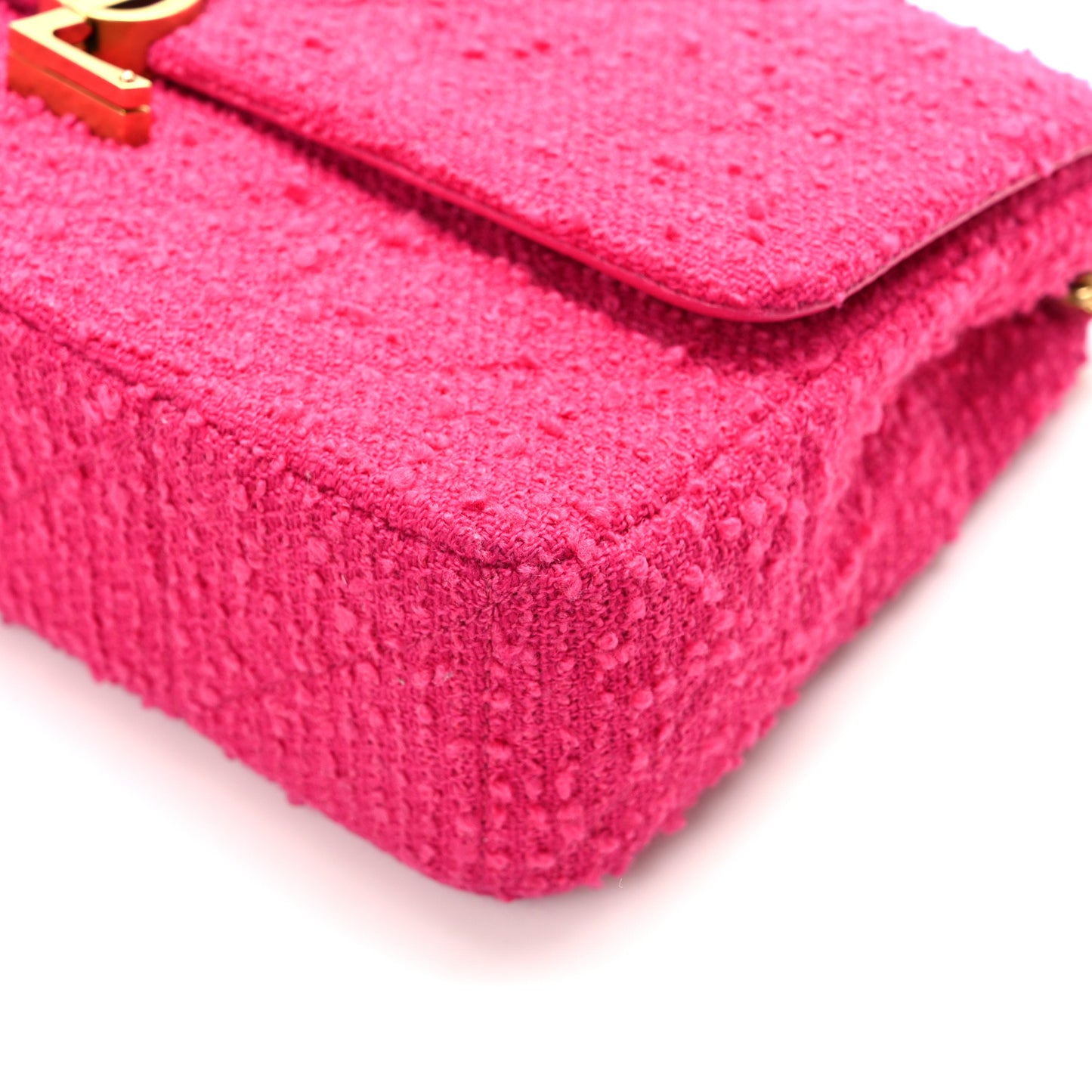 Boucle Tweed Patchwork Monogram Medium Jamie Baguette Magenta