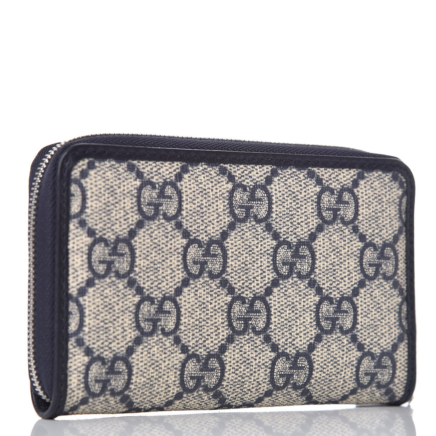 GG Supreme Monogram Zip Around Card Case Blue