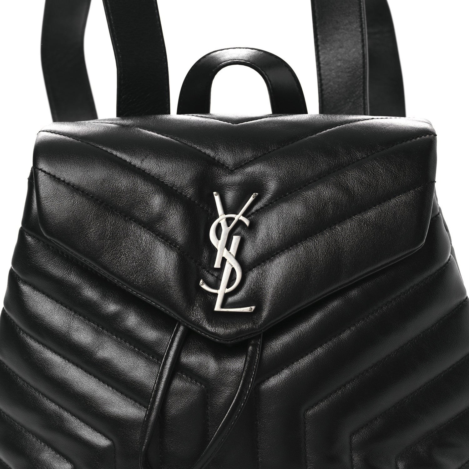 Saint Laurent Calfskin Y Quilted Monogram Small Loulou Backpack Black 8 of 10