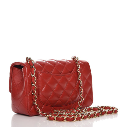 Chanel Lambskin Quilted Mini Rectangular Flap Red 3 of 7