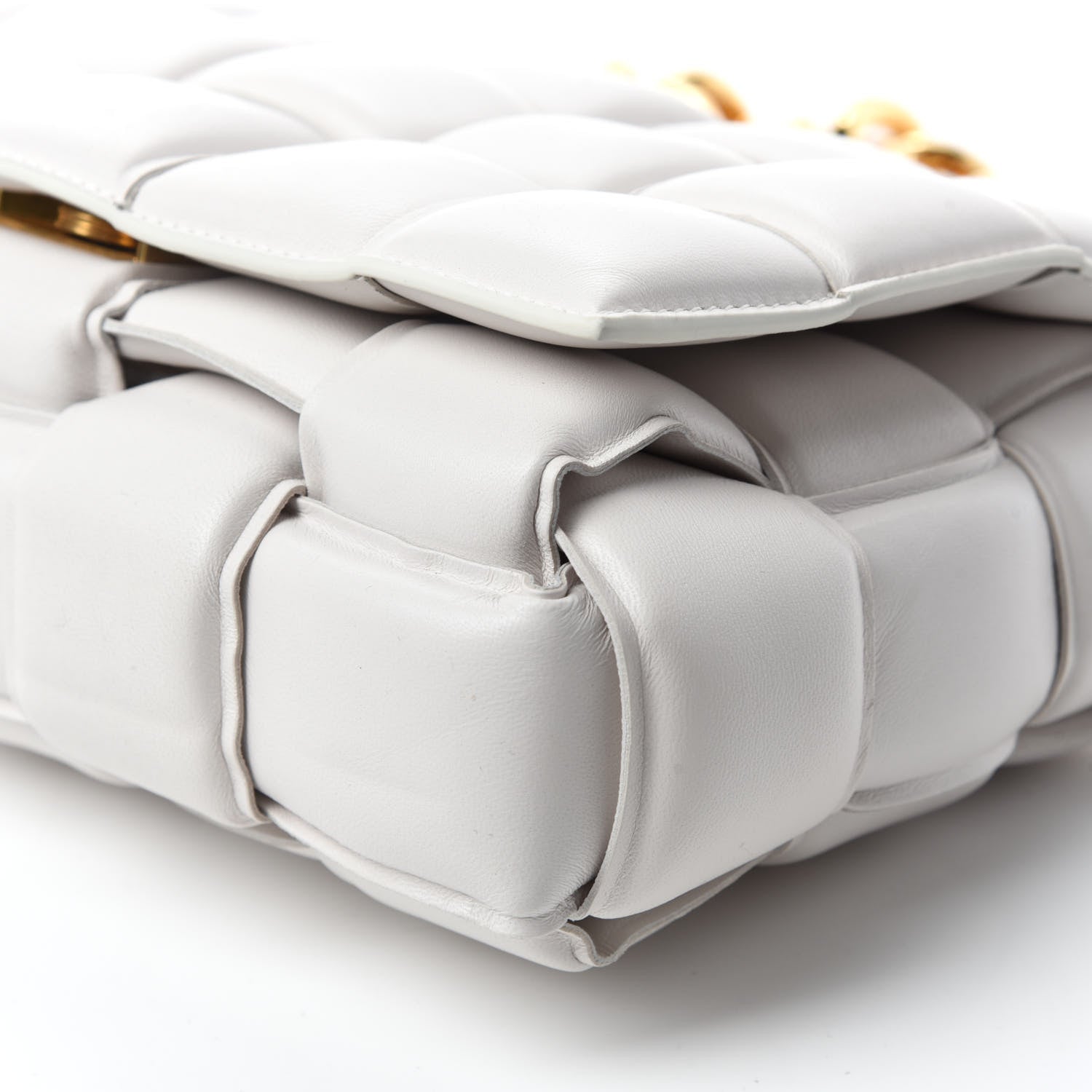 Bottega Veneta Lambskin Maxi Intreccio Padded Chain Cassette Crossbody Bag White 7 of 9