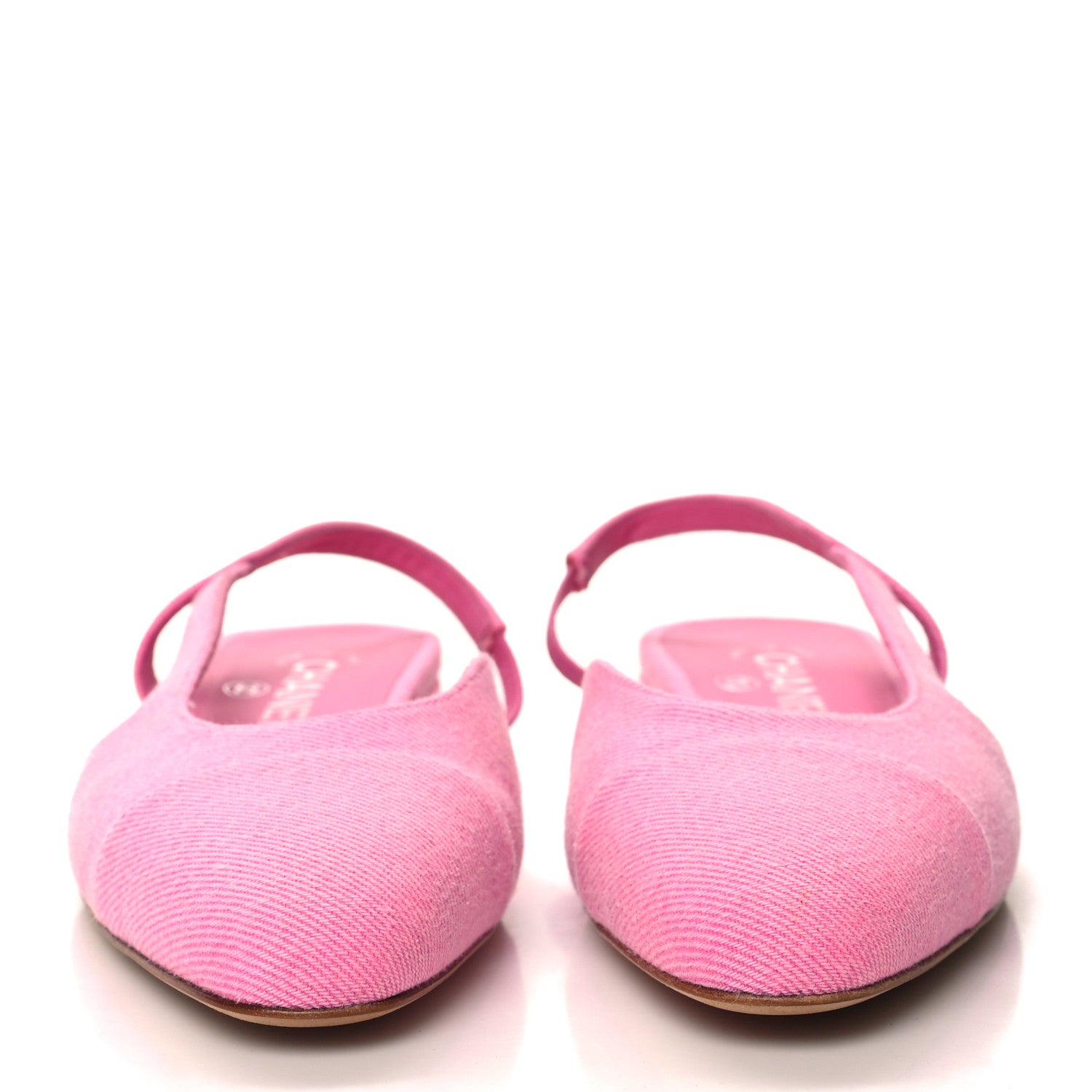 Chanel Denim Cap Toe CC Slingback Flat 36.5 Neon Pink 2 of 9
