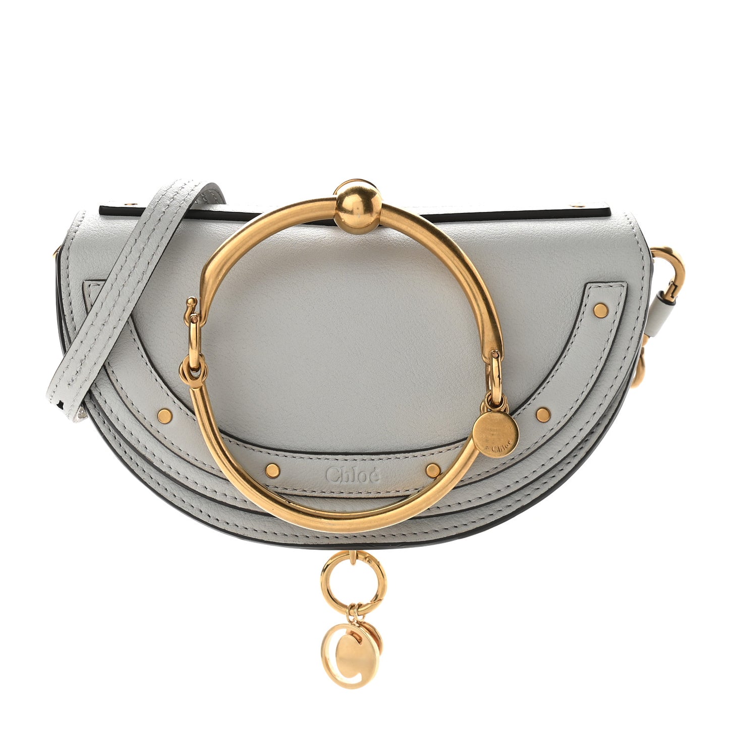 Calfskin Small Nile Bracelet Minaudiere Bag Motty Grey