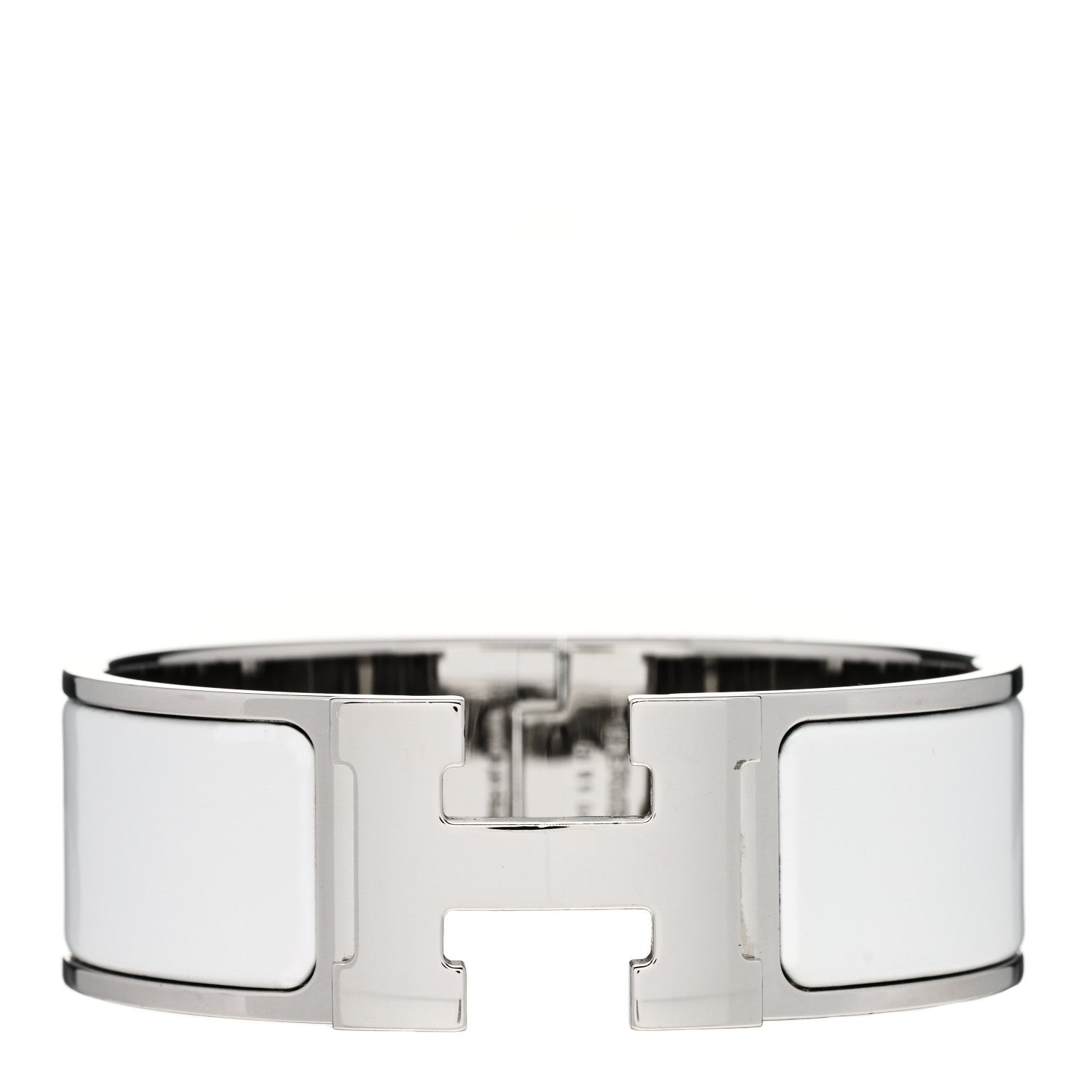 Hermes Enamel Wide Clic Clac H Bracelet PM White 1 of 5