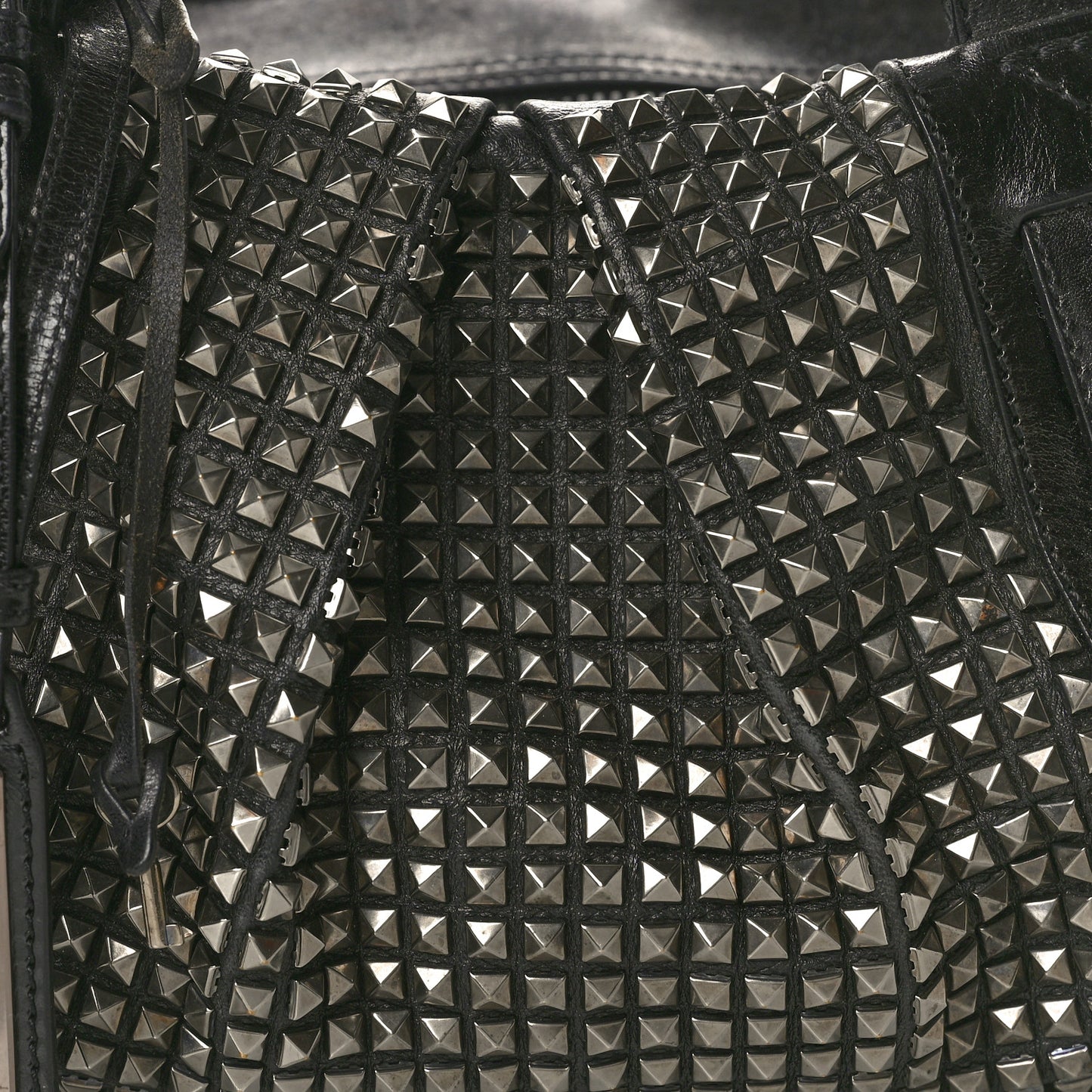 Prorsum Calfskin Studded Knight Satchel Black