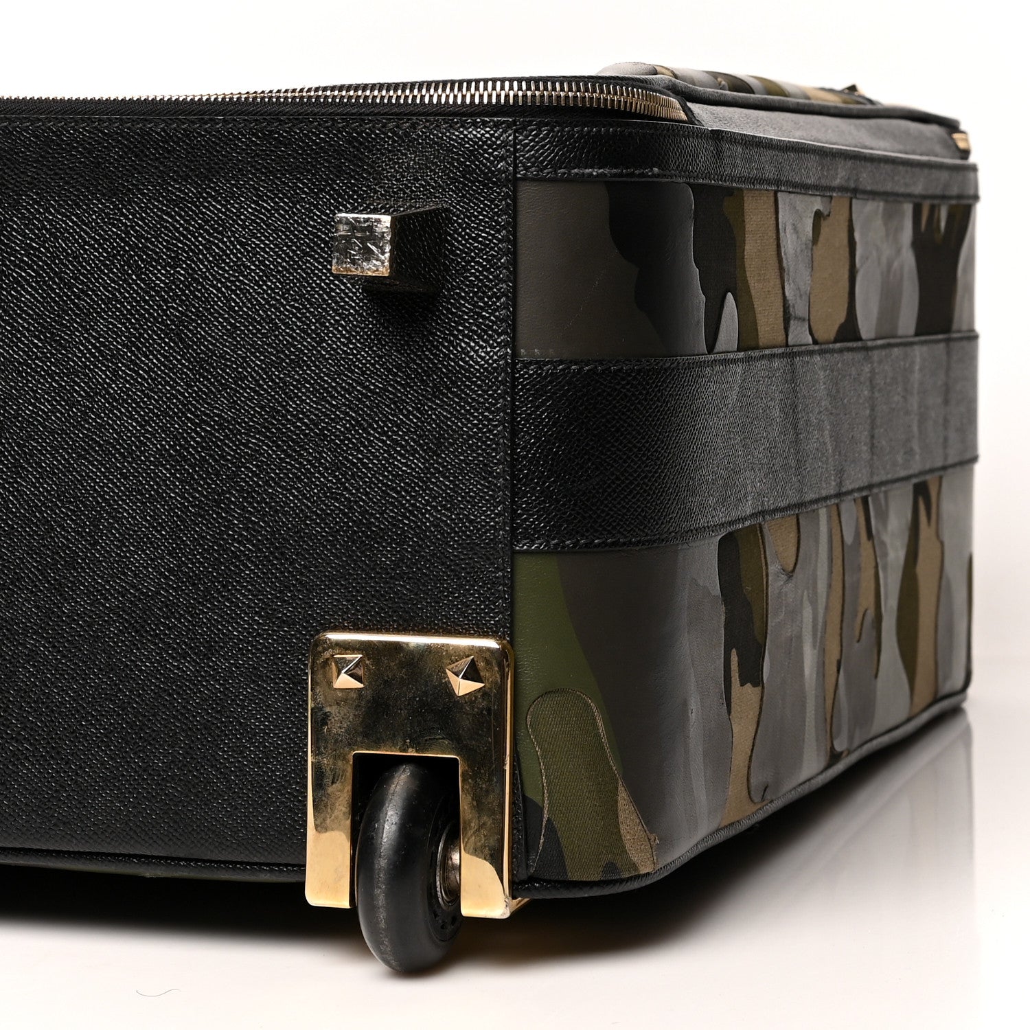 Valentino Garavani Nappa Canvas Camouflage Rolling Luggage Green 8 of 10