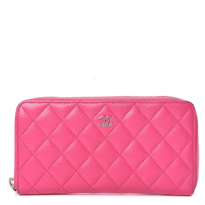 Chanel Caviar Quilted Large Gusset Zip Around Wallet Pink 1 of 16