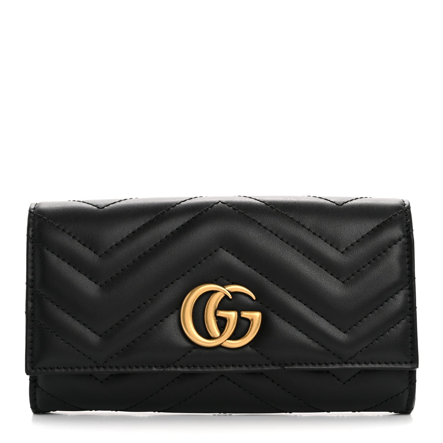 Calfskin Matelasse GG Marmont Continental Wallet Black
