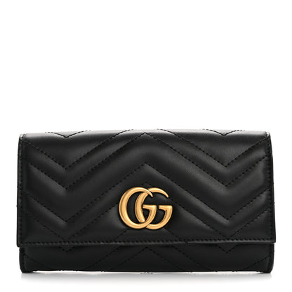 Gucci Calfskin Matelasse GG Marmont Continental Wallet Black 1 of 8