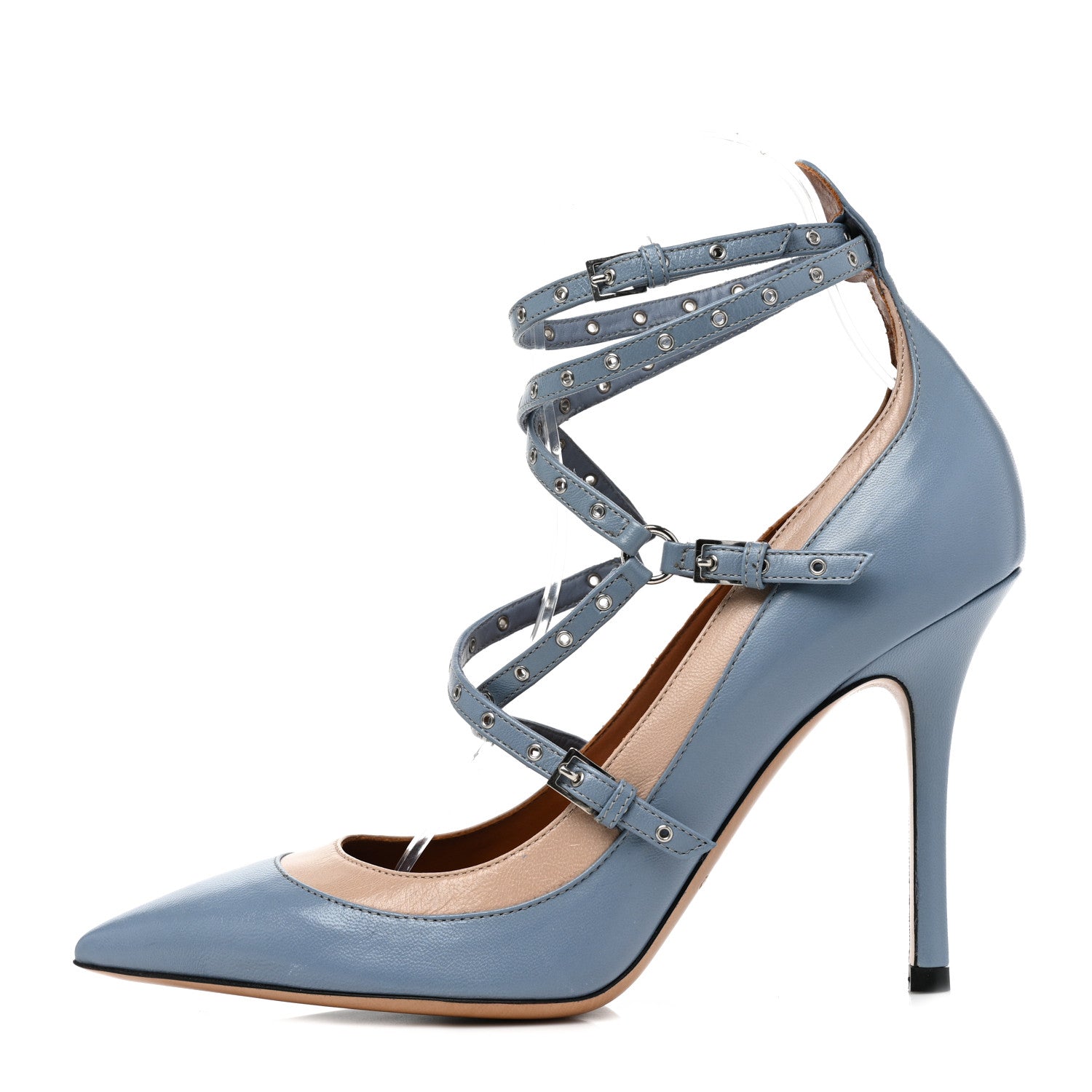 Valentino Garavani Nappa Love Latch 100mm Pumps 37.5 London Stone Poudre 1 of 8