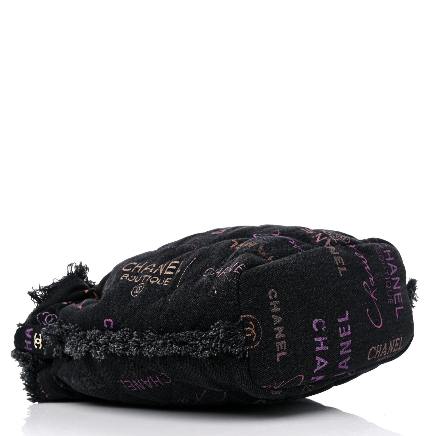 Chanel Denim Quilted Mood Bucket With Chain Black Multicolor 3 of 8
