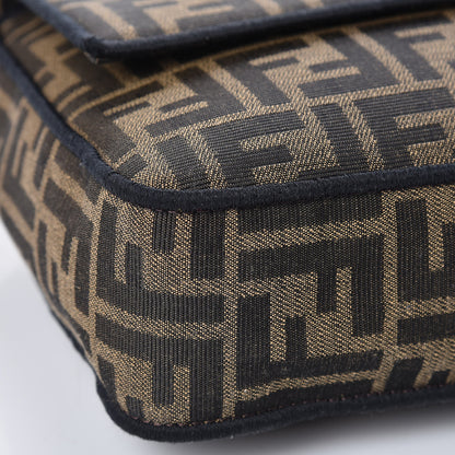 Fendi Fabric Jacquard FF 1974 Large Baguette Tobacco Moro Black 9 of 10