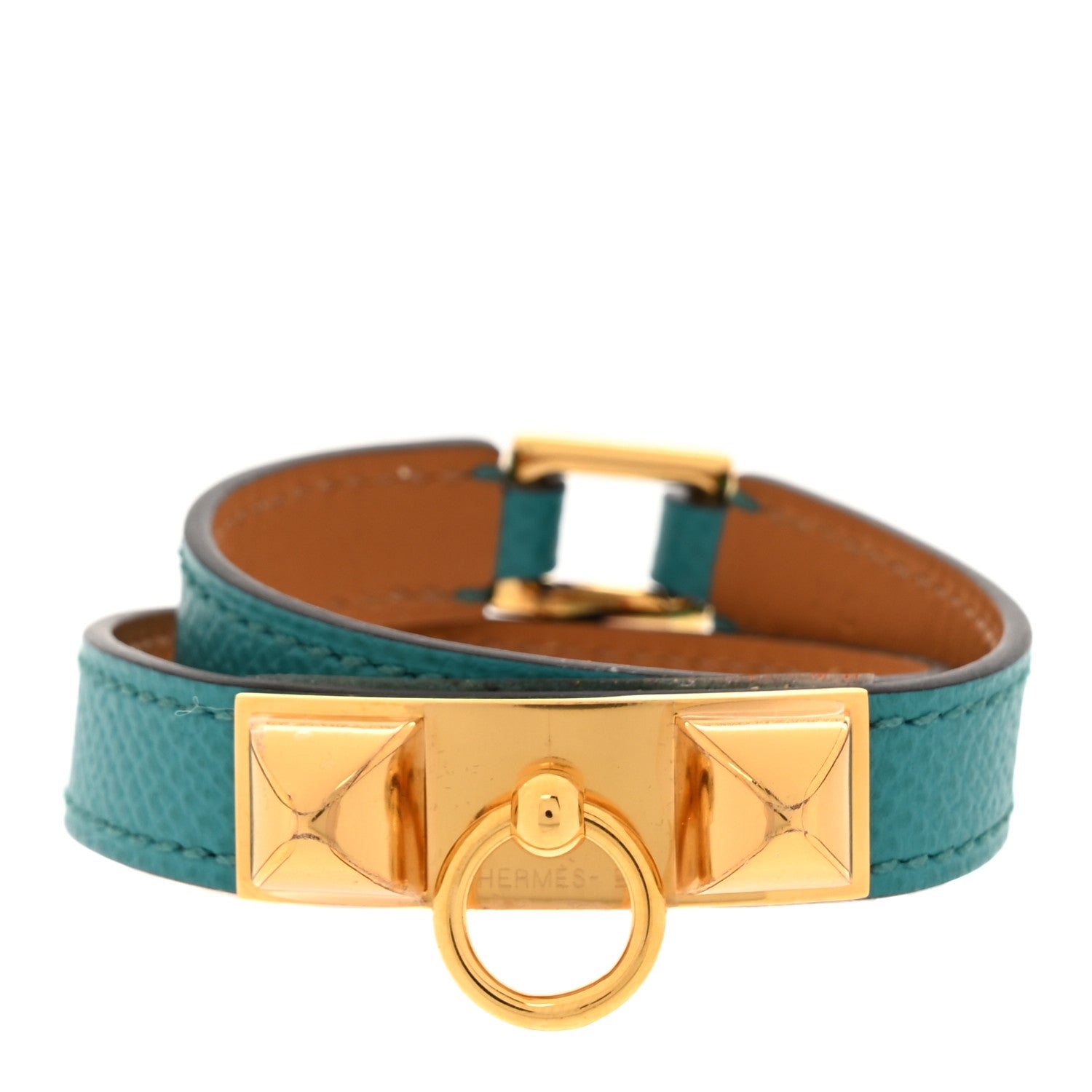 Hermes Epsom Rivale Double Tour Bracelet XS Bleu Paon 1 of 5