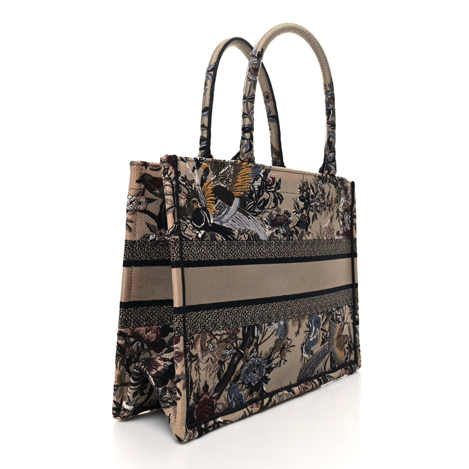 Christian Dior Canvas Embroidered Jardin D'Hiver Medium Book Tote Beige Multicolor 3 of 10