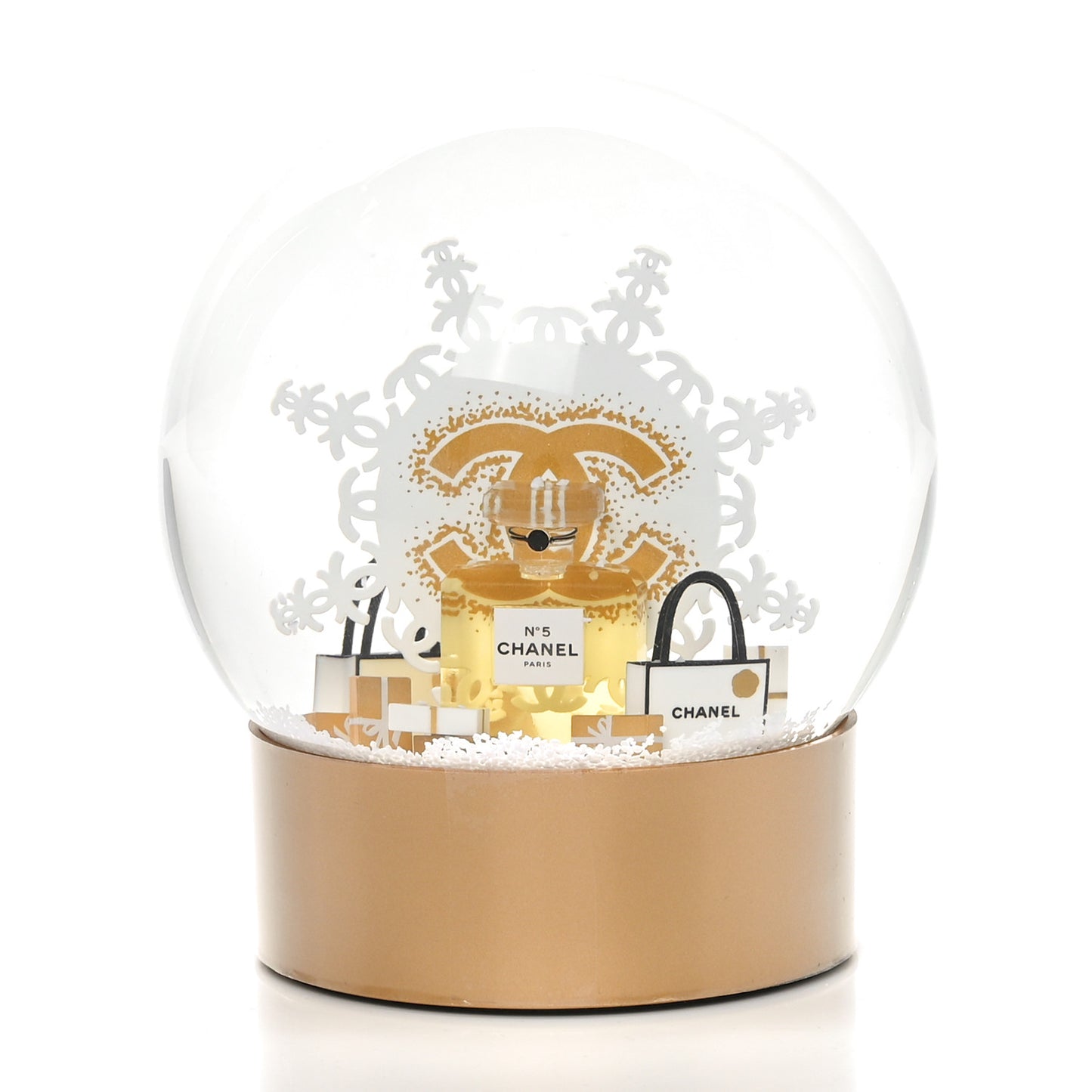Glass N°5 Perfume Bottle Snow Globe