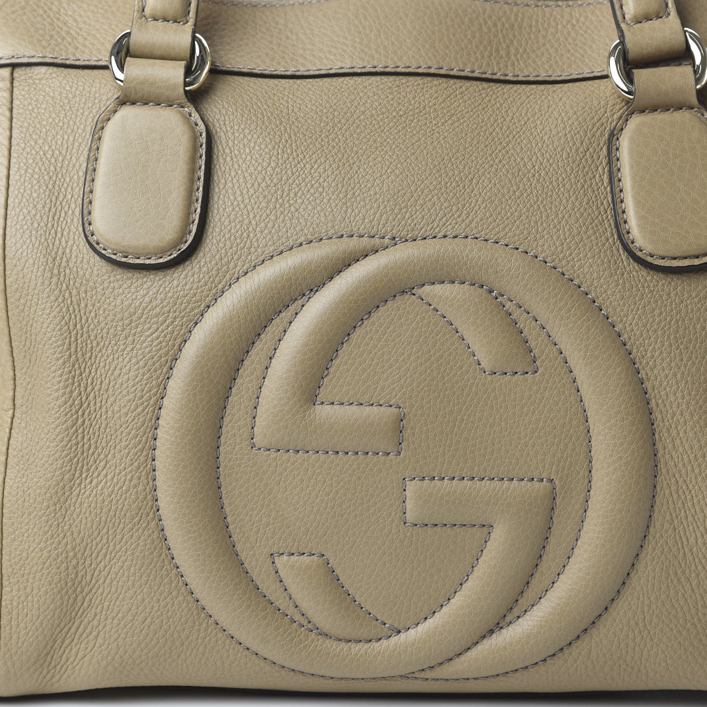 Pebbled Calfskin Small Soho Top Handle Bag Cream