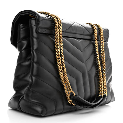 Saint Laurent Calfskin Y Quilted Monogram Medium Loulou Chain Satchel Black 3 of 13