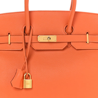 Hermes Taurillon Clemence Birkin 35 Orange 8 of 10