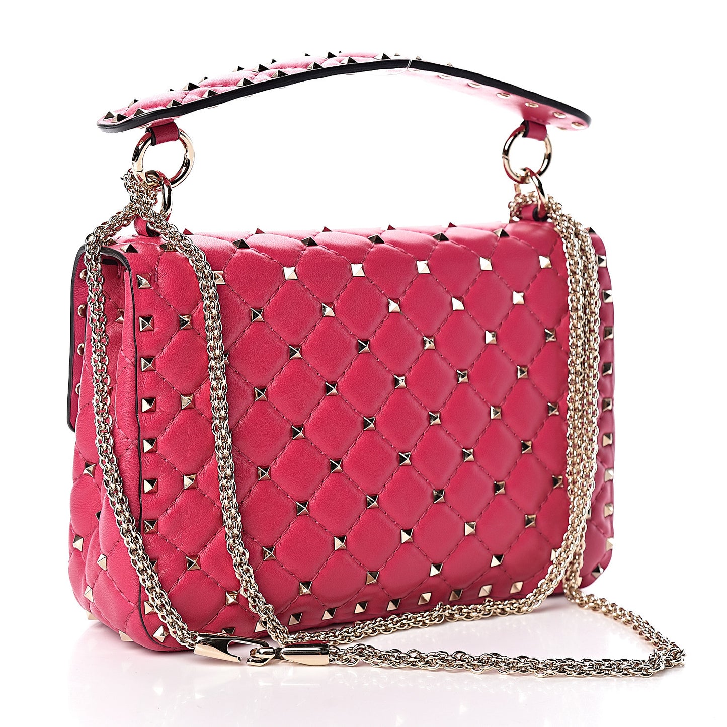 Nappa Medium Rockstud Spike Shoulder Bag Disco Pink