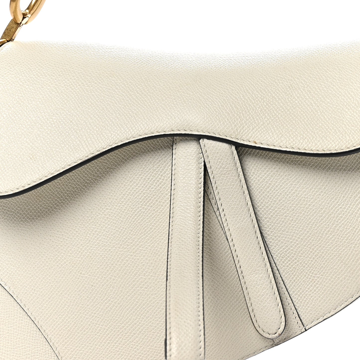 Grained Calfskin Saddle Bag White