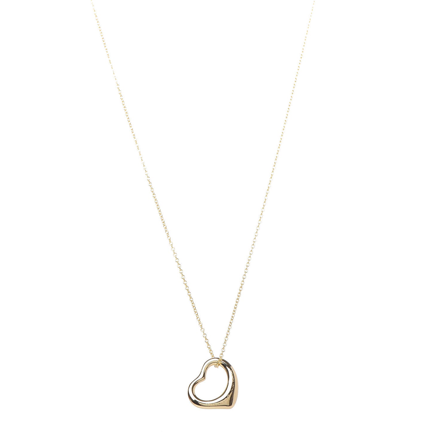 18K Yellow Gold 16mm Elsa Peretti Open Heart Pendant Necklace