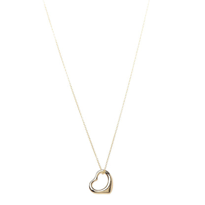 Tiffany 18K Yellow Gold 16mm Elsa Peretti Open Heart Pendant Necklace 1 of 7
