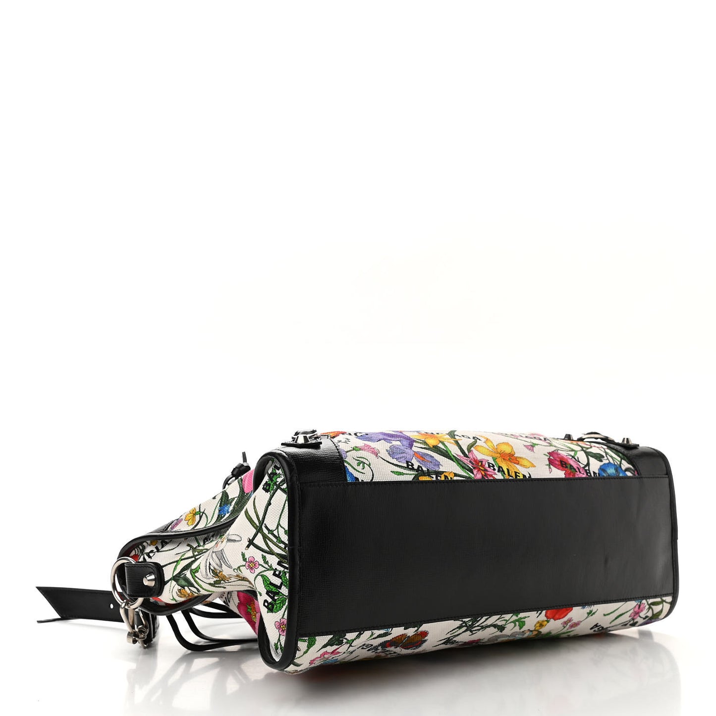 X GUCCI Canvas Azalea Calfskin Flora Logo Print Neo Classic Silver Hardware Medium City White Multicolor Black