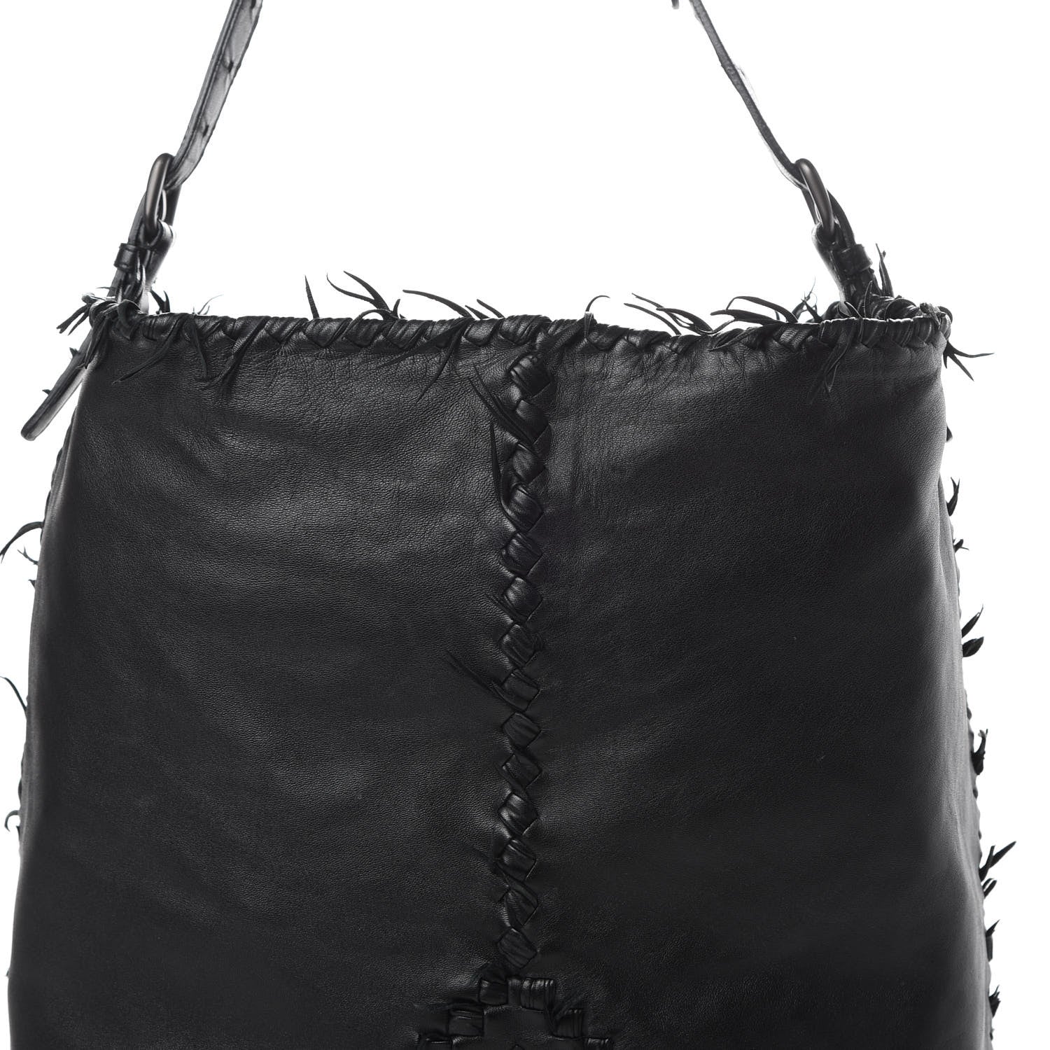 Bottega Veneta Nappa Intrecciato Large Fringe Shoulder Bag Black 8 of 11