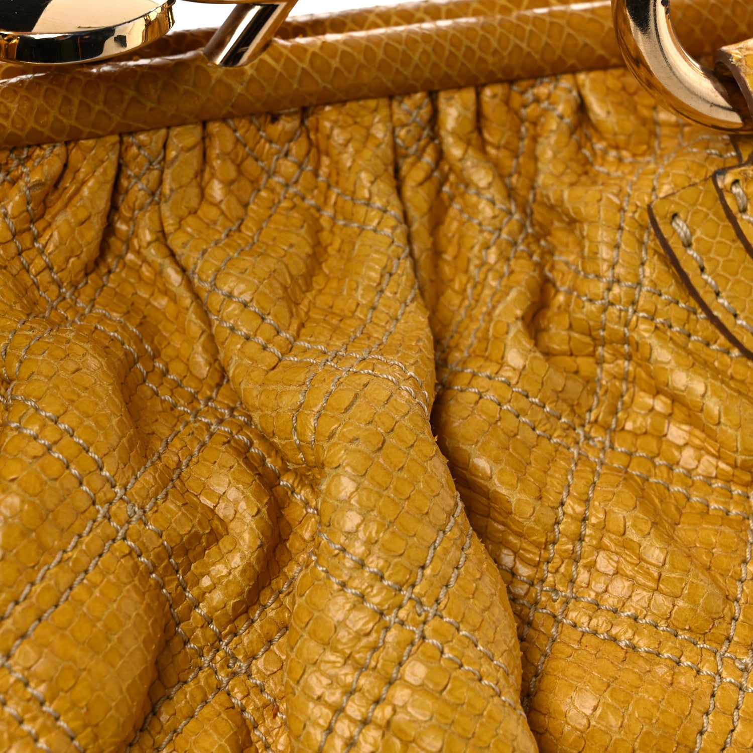 Marc Jacobs Python Embossed Calfskin Quilted Studded Stam Yellow 16 of 21