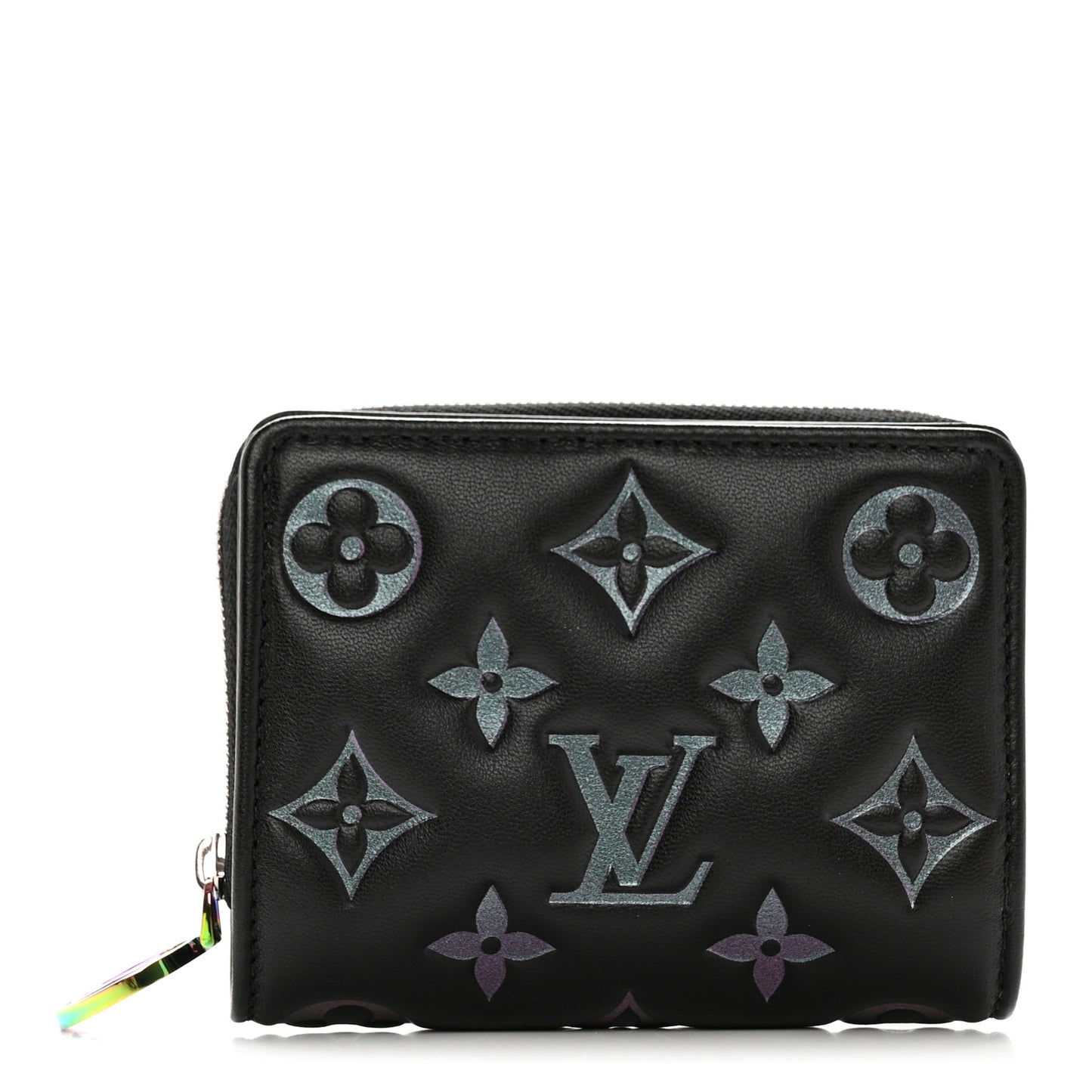 Lambskin Embossed Monogram Lou Coussin Wallet Black