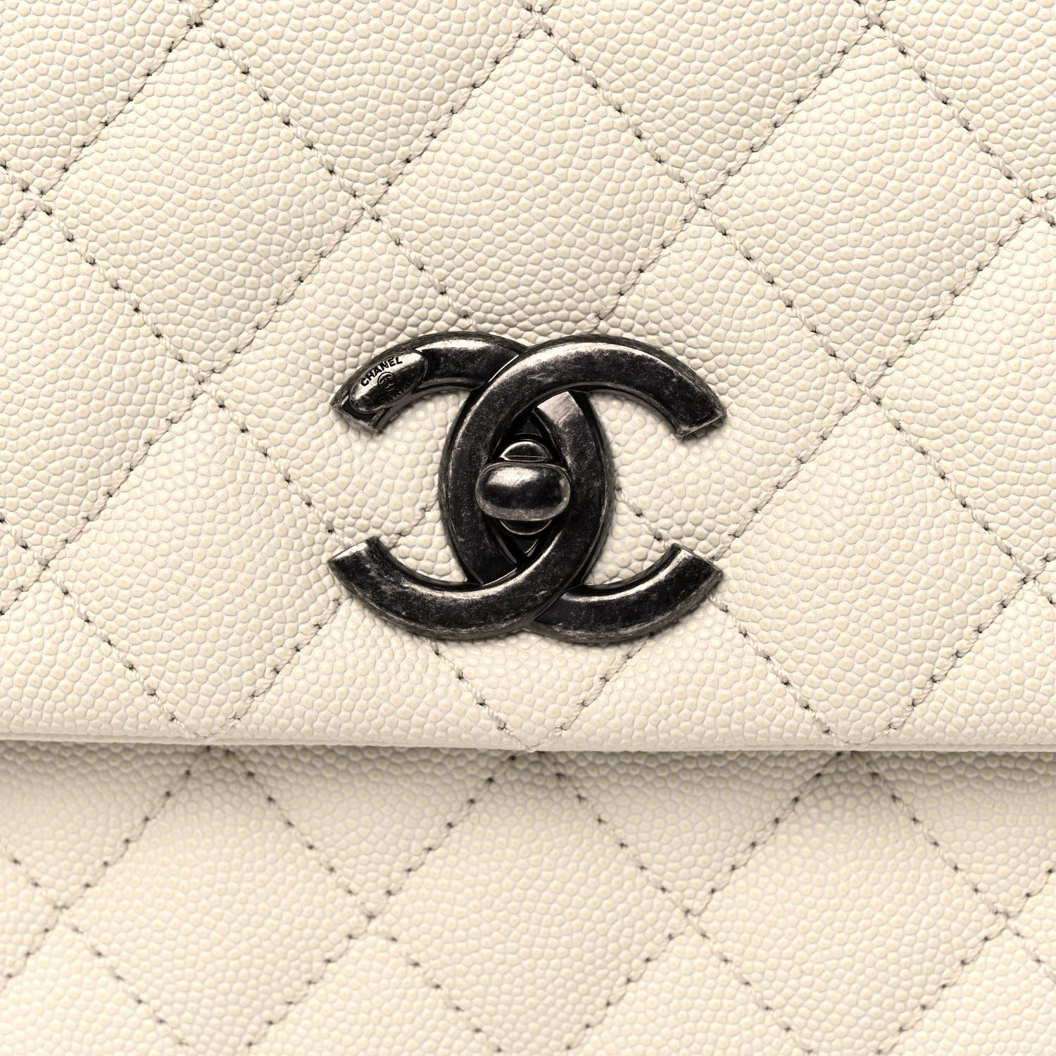 Chanel Caviar Lizard Quilted Medium Coco Handle Flap White 8 of 12