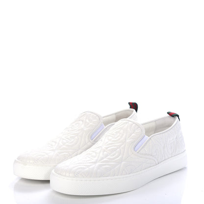 Gucci Nappa Web G Rhombus Quilted Mens Slip On Sneakers 8.5 Great White 3 of 10