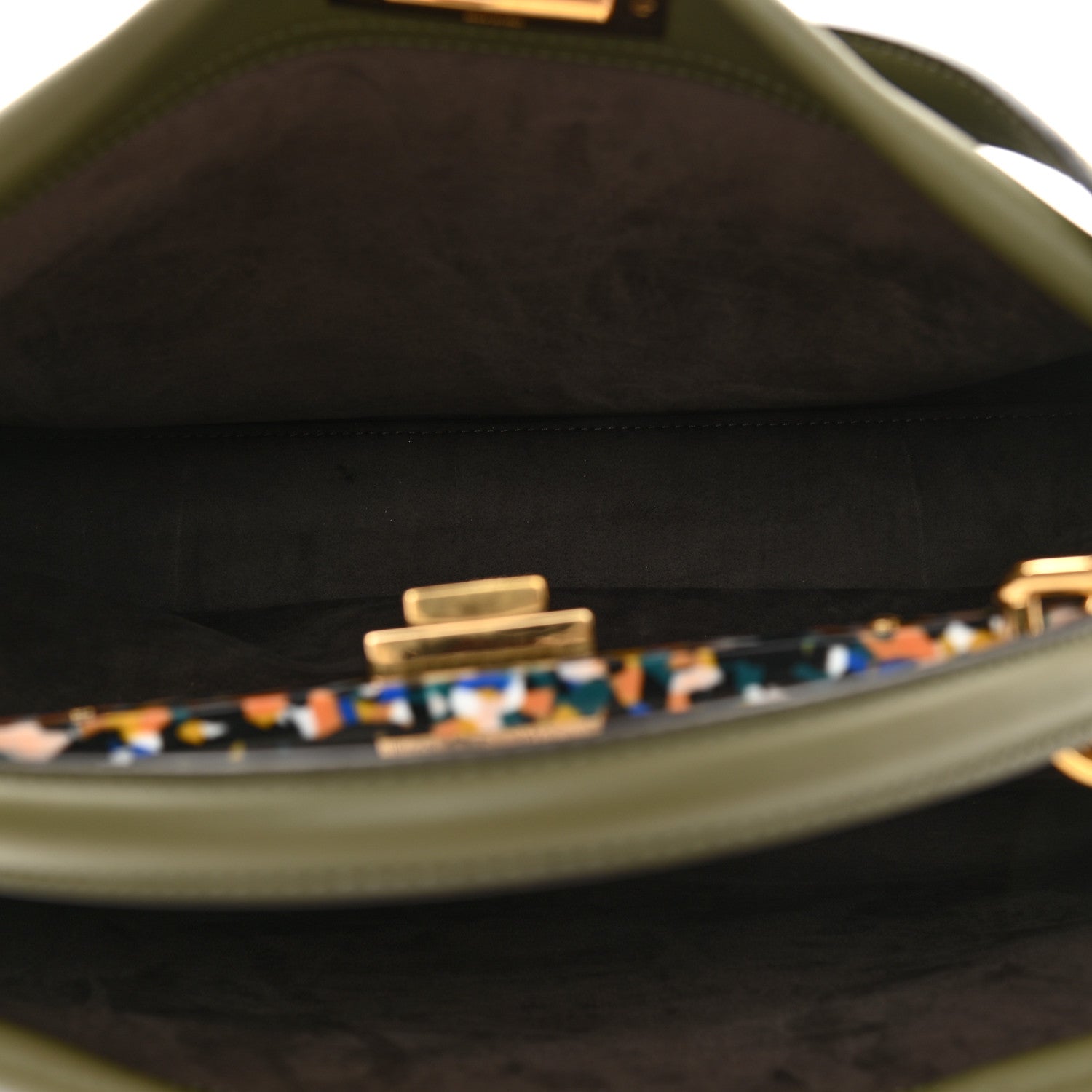 Fendi Vitello Seta Plexiglass Granite Large Peekaboo Iconic Satchel Equatore 5 of 10
