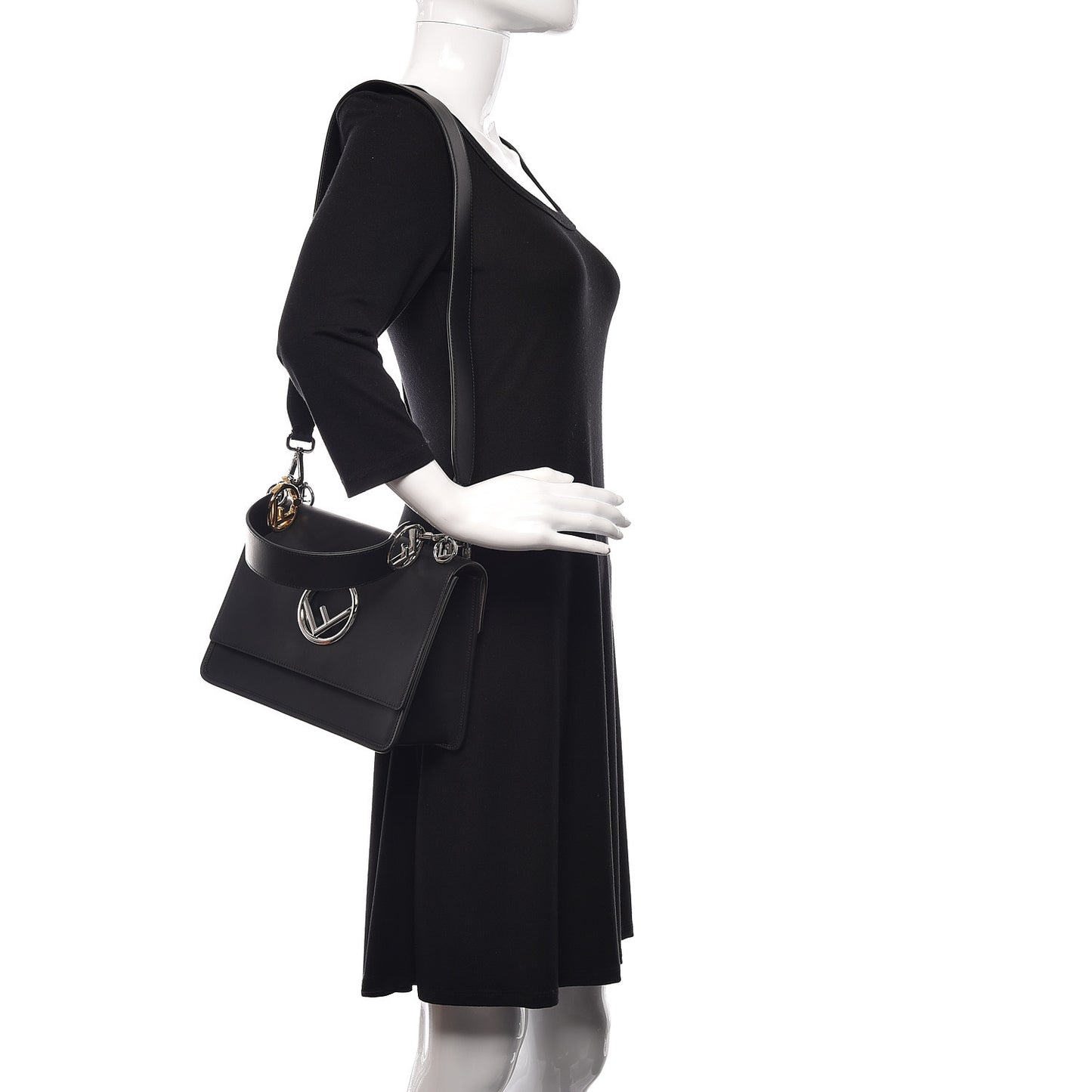 Vitello Century Opaco F is Fendi Kan I Shoulder Bag Black