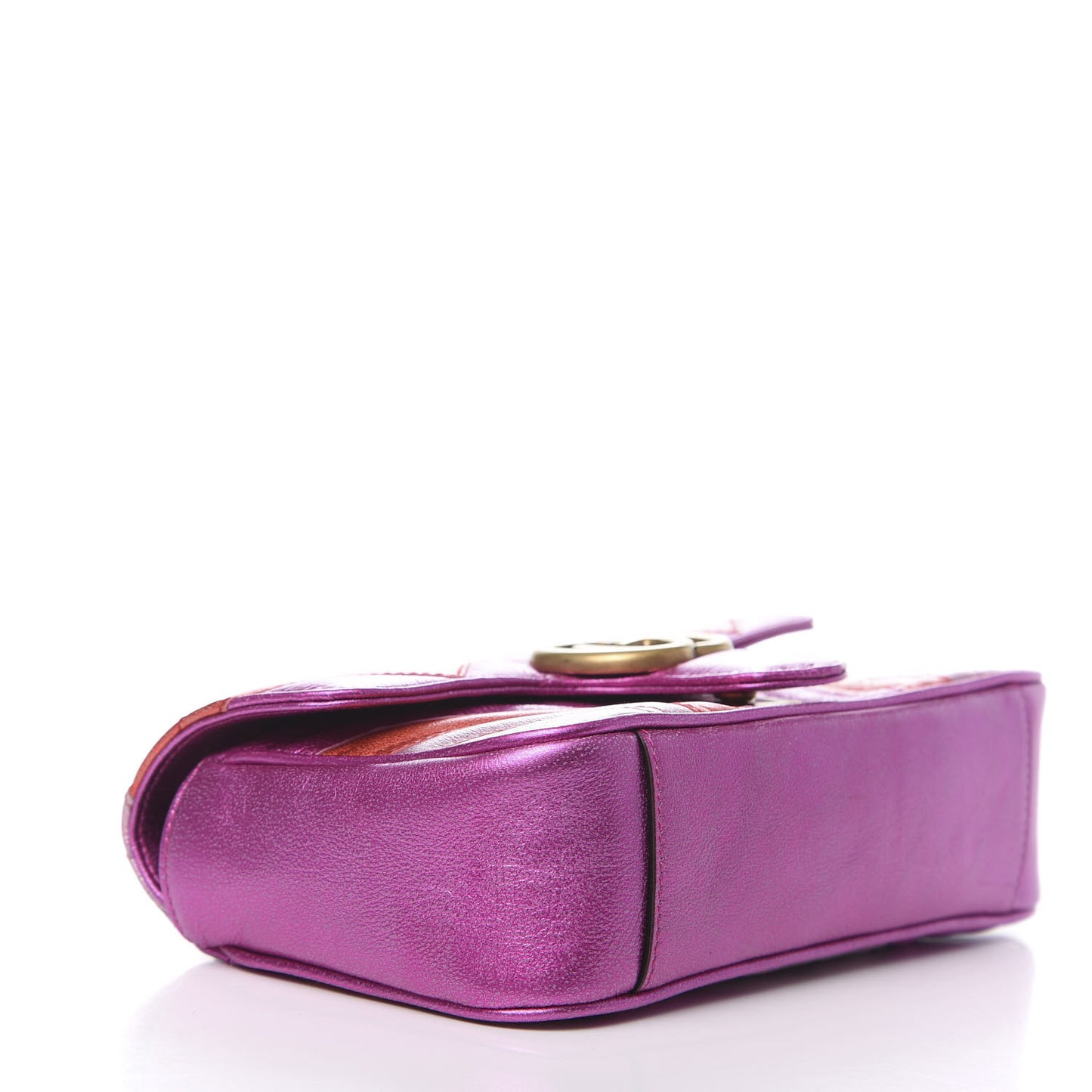Metallic Calfskin Matelasse Mini GG Marmont Shoulder Bag Fuchsia