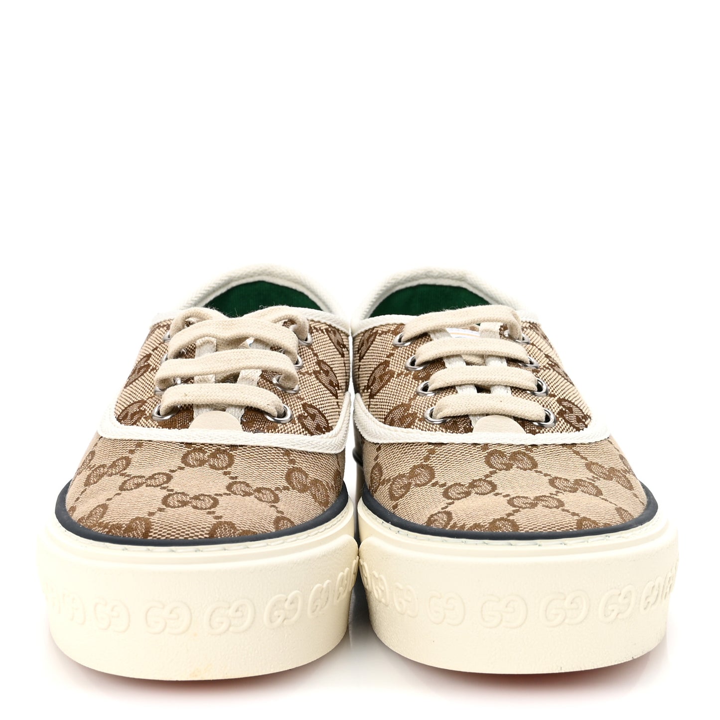 GG Monogram Womens 1977 Tennis Sneakers 35.5 Beige Ebony Mystic White