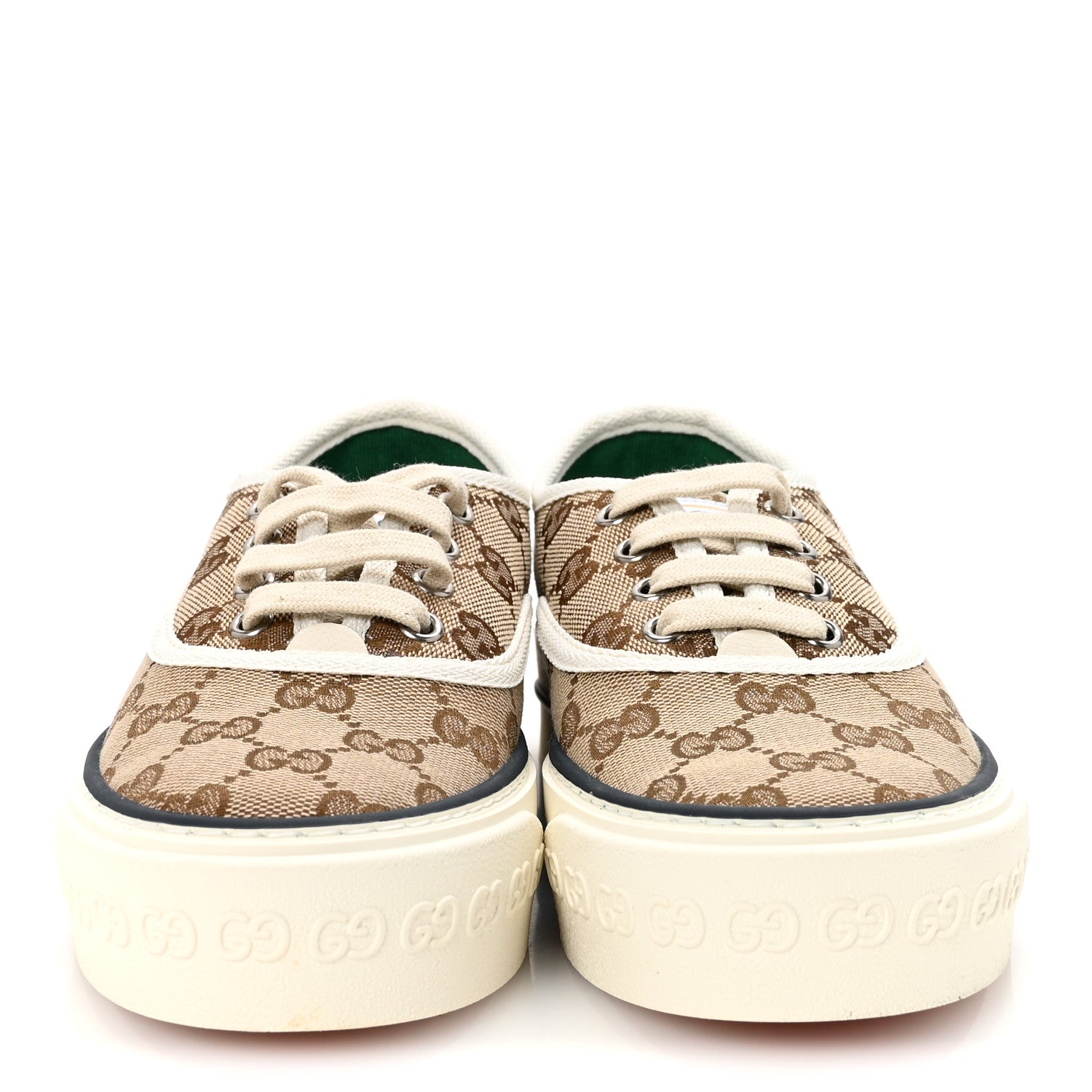 Gucci GG Monogram Womens 1977 Tennis Sneakers 35.5 Beige Ebony Mystic White 3 of 8