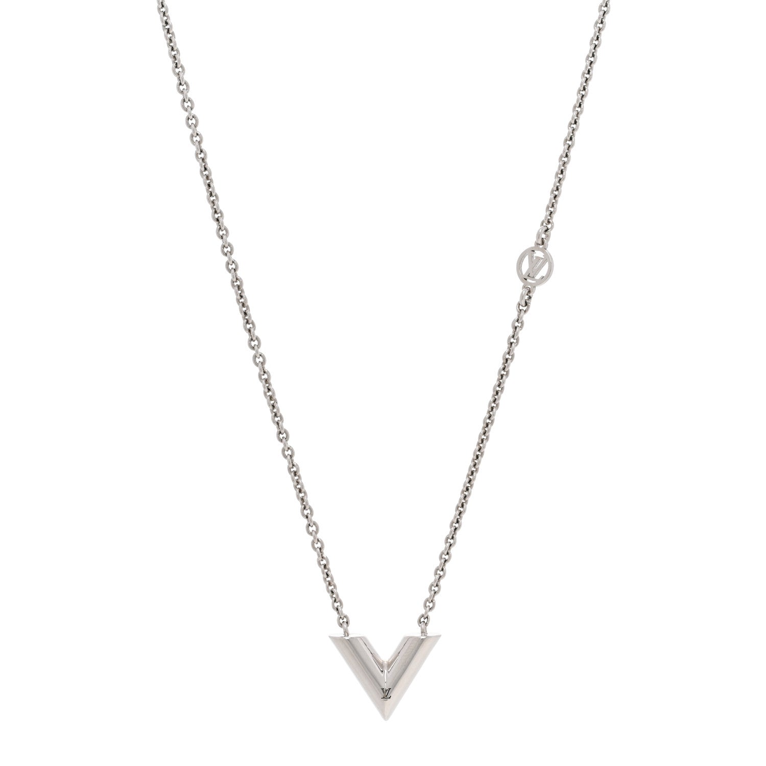 Louis Vuitton Metal Essential V Supple Necklace Silver 1 of 7