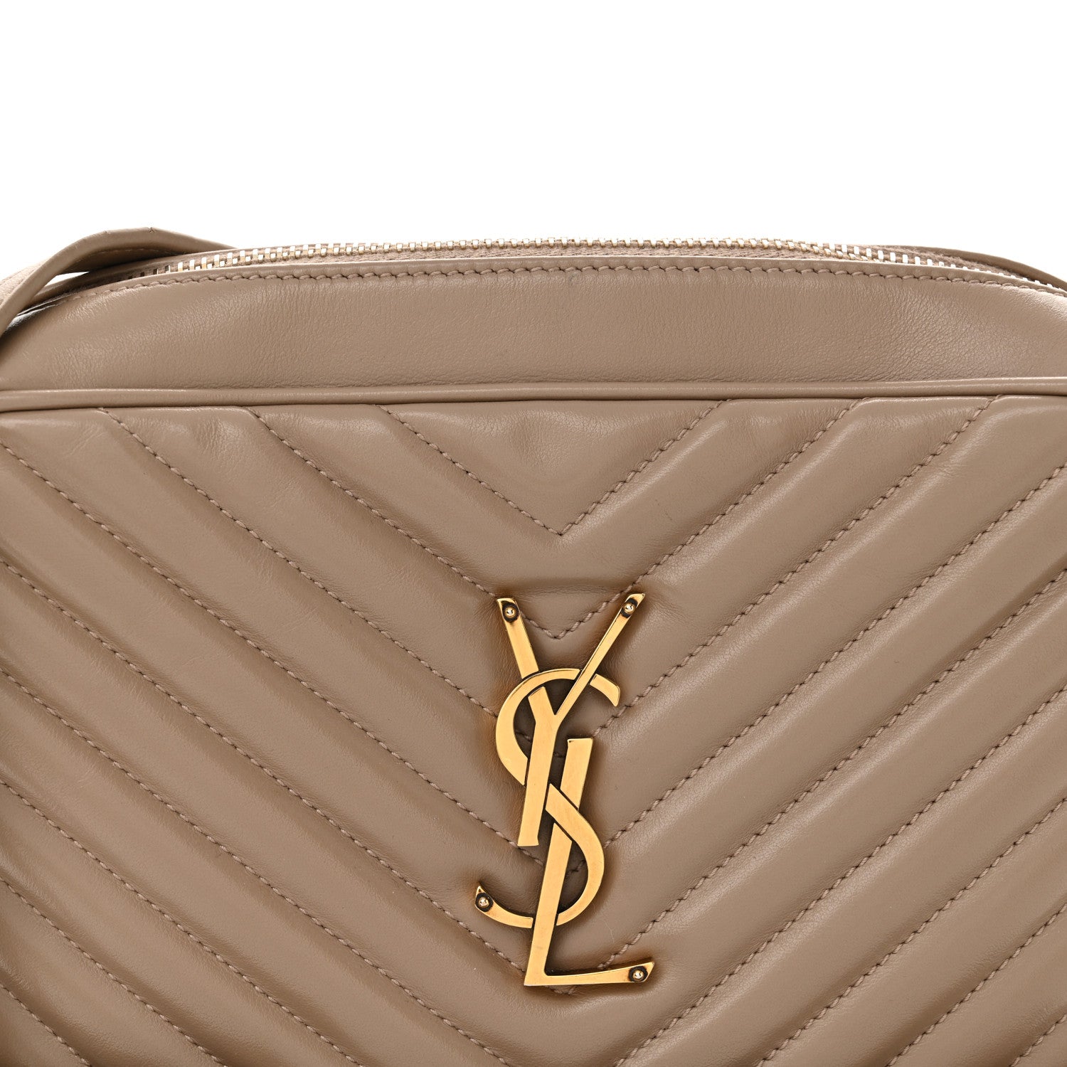 Saint Laurent Calfskin Matelasse Monogram Lou Camera Bag Taupe 8 of 13