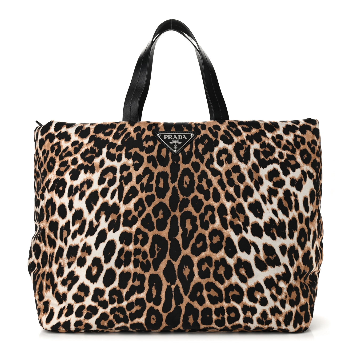 Prada Tessuto Nylon Leopard Print Shopping Tote Avorio 1 of 9