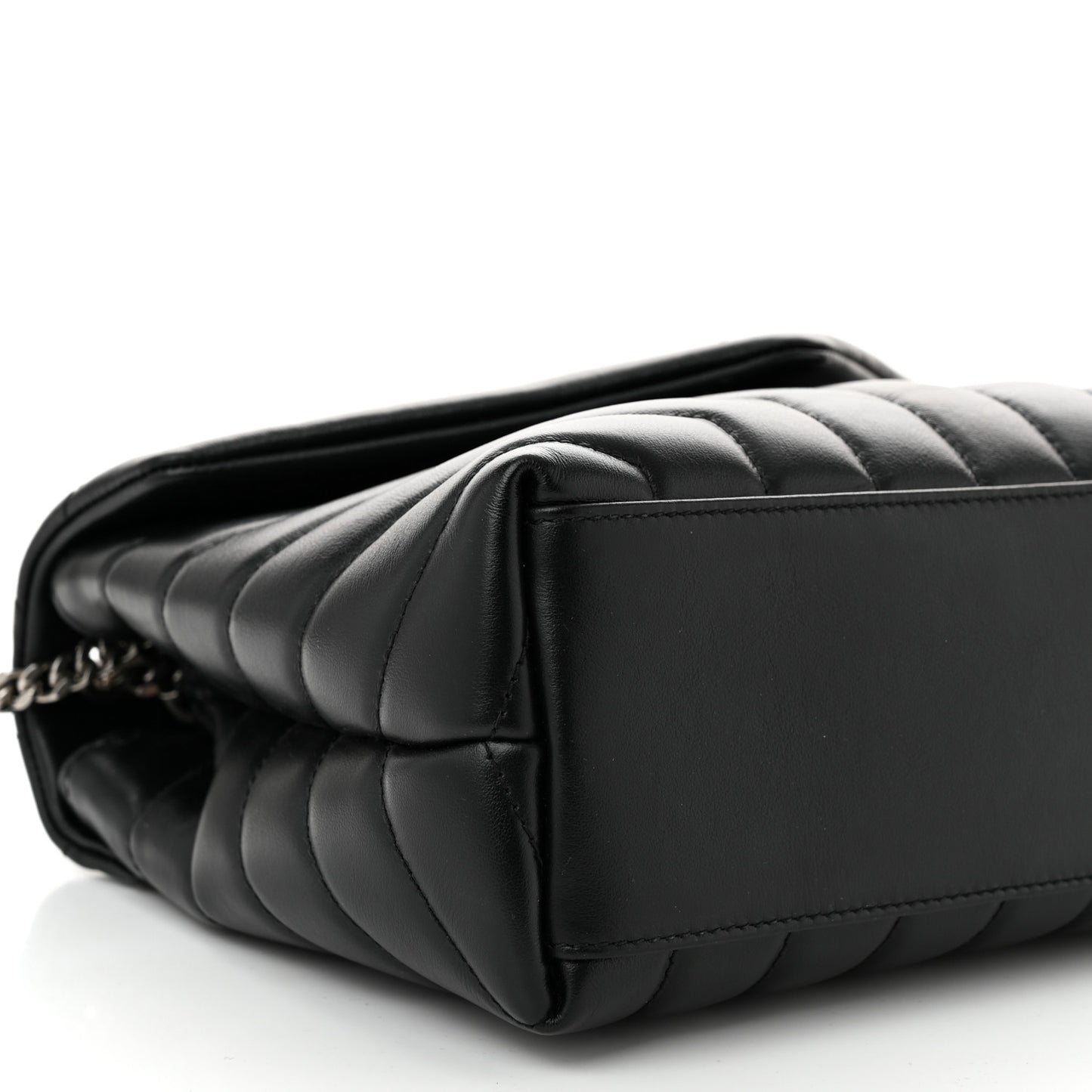 Calfskin Y Quilted Monogram Small Loulou Chain Satchel Black