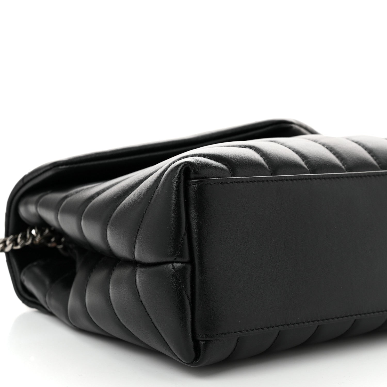 Saint Laurent Calfskin Y Quilted Monogram Small Loulou Chain Satchel Black 9 of 10