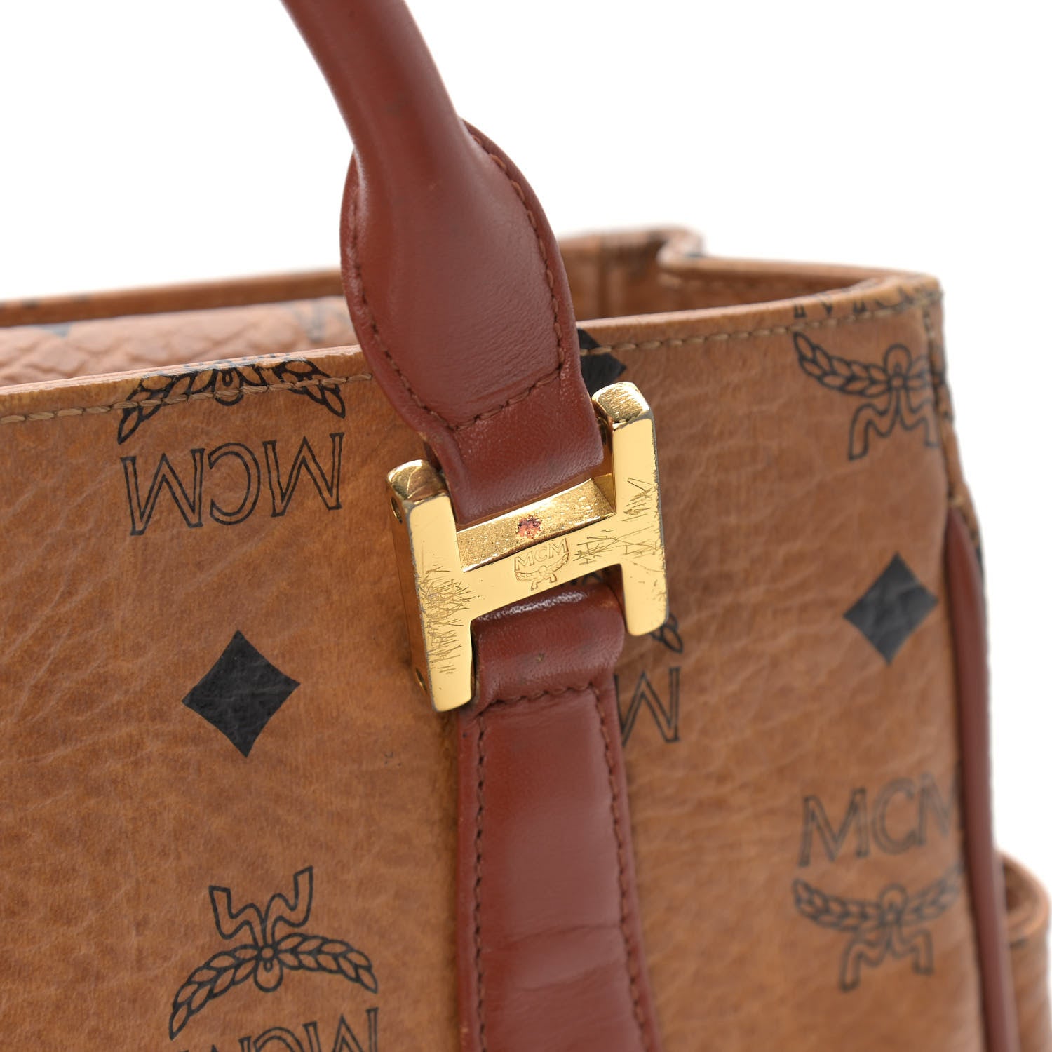MCM Visetos Small Tote Cognac 15 of 16