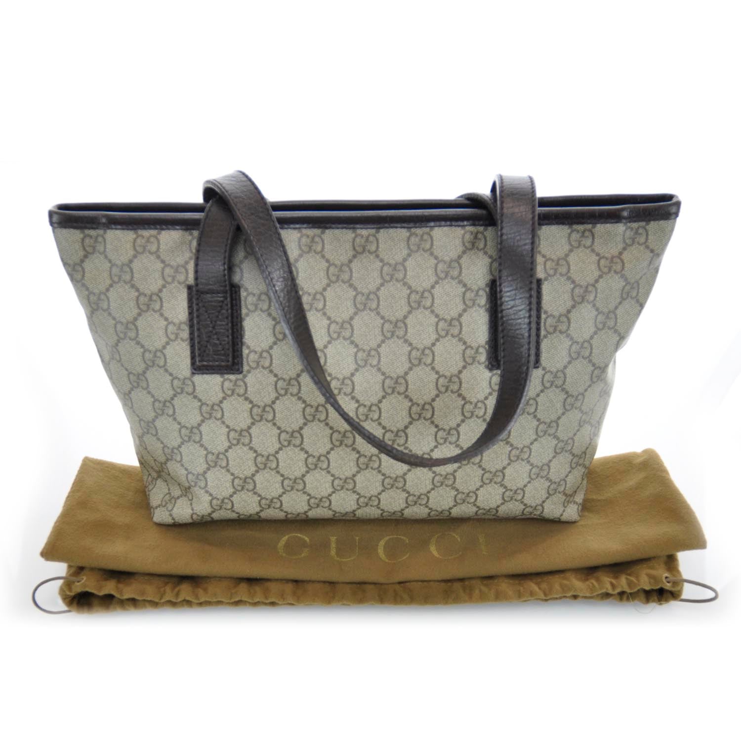Gucci GG Supreme Monogram Small Zippered Shopping Tote Dark Brown 3 of 11