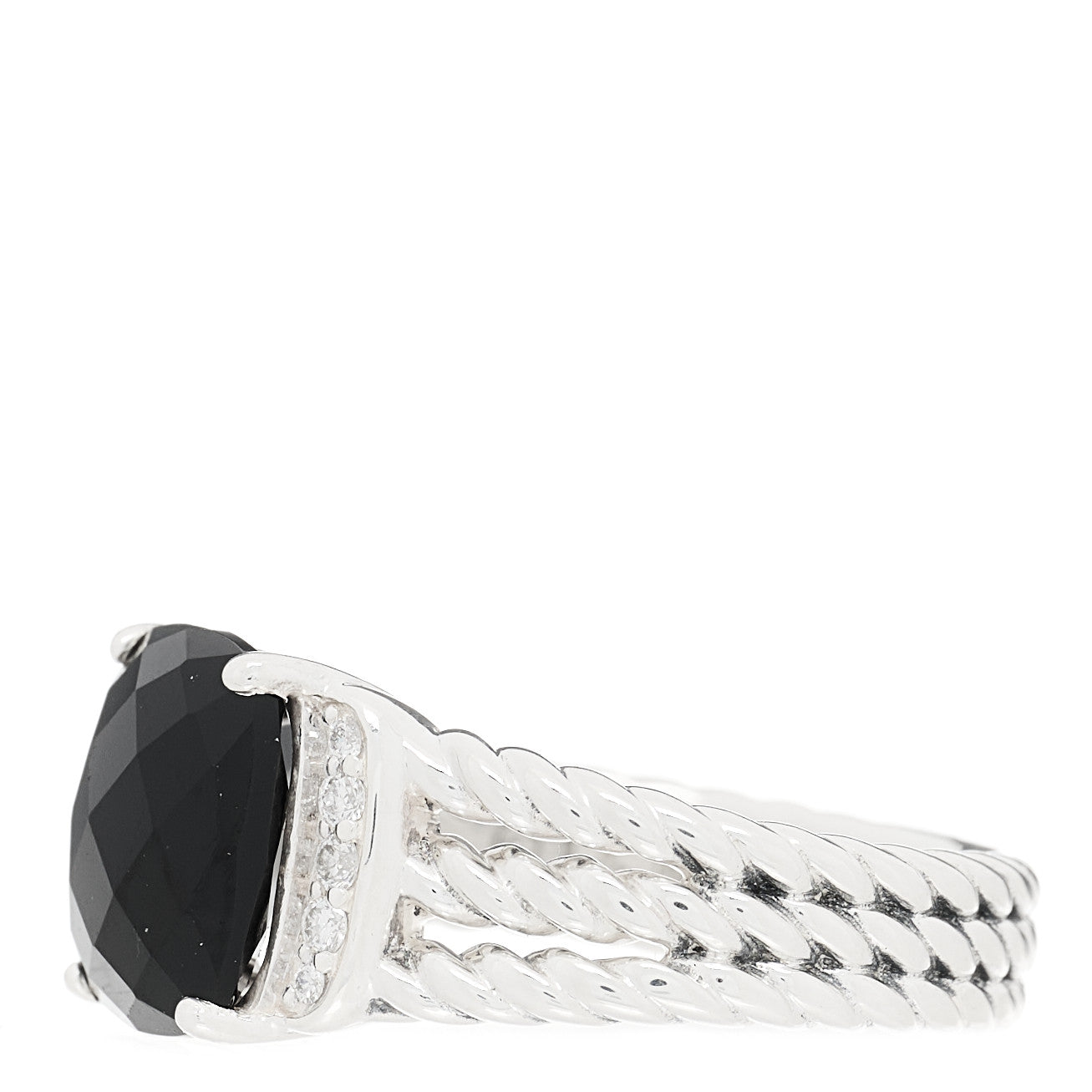 Sterling Silver Diamond Black Onyx 10mm Petite Wheaton Ring 54 6.75